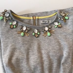 Eliza J Gray Jewel-Neck Cotton Dress